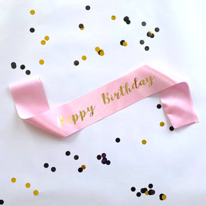 Pink 'Happy Birthday' Party Sash