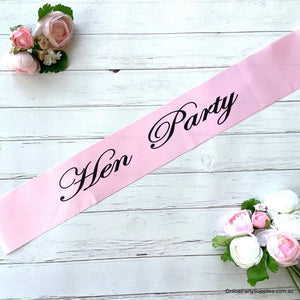 Pink 'Hen Party' Satin Sash - Bachelorette Party Sash