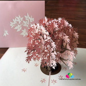 Pink Japanese Maple Tree 3D Pop Up Card - Online Party Supplies