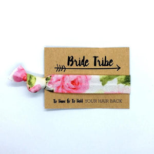 Tropical Floral Pink Rose Hair Tie for flower girls hen party favours bridesmaid gifts