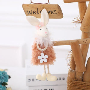 Easter Bunny Rabbit Doll Hanging Ornament - Easter Themed Party Supplies, Accessories, and Paper Decorations