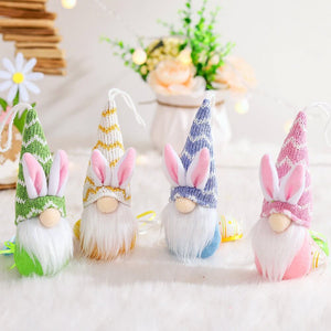 4pcs Plush Easter Bunny Gnome Hanging Ornaments - T
