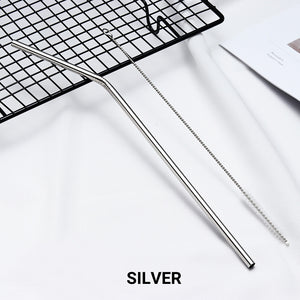 bent silver Stainless Steel Straw, reusable, eco-friendly metal straws 210mm x 6mm