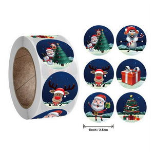 Style R - Round Christmas Stickers For Kids - Christmas Gift Packaging and Wrapping Supplies