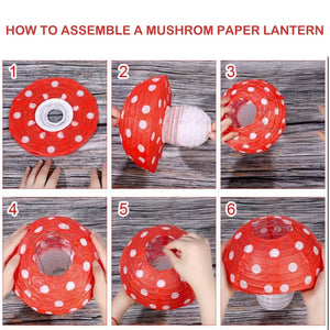 Red Mushroom Shaped Paper Lantern - 2 Sizes INSTRUCTIONS