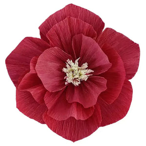 Burgundy Red Crepe Paper Peony Flower - 3 Sizes