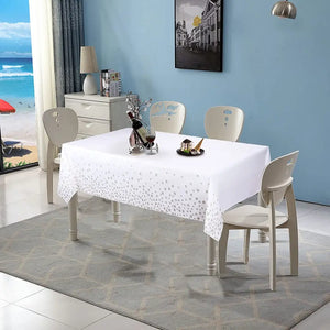 Plastic Rectangular Silver Star White Table Cover
