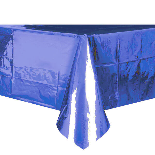 Rectangular Metallic Blue Foil Tablecloth Cover - 137x274cm