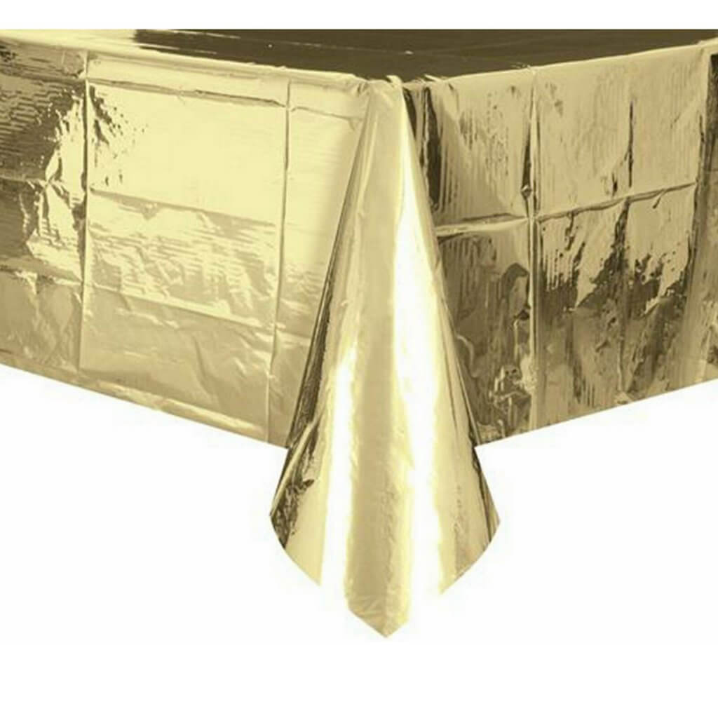 Rectangular Metallic Gold Foil Tablecloth Cover - 137x274cm