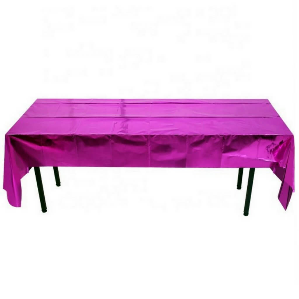 Rectangular Metallic Hot Pink Foil Tablecloth Cover - 137x274cm
