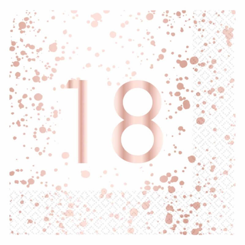 Amscan Rose Gold 18 Birthday Lunch Napkins