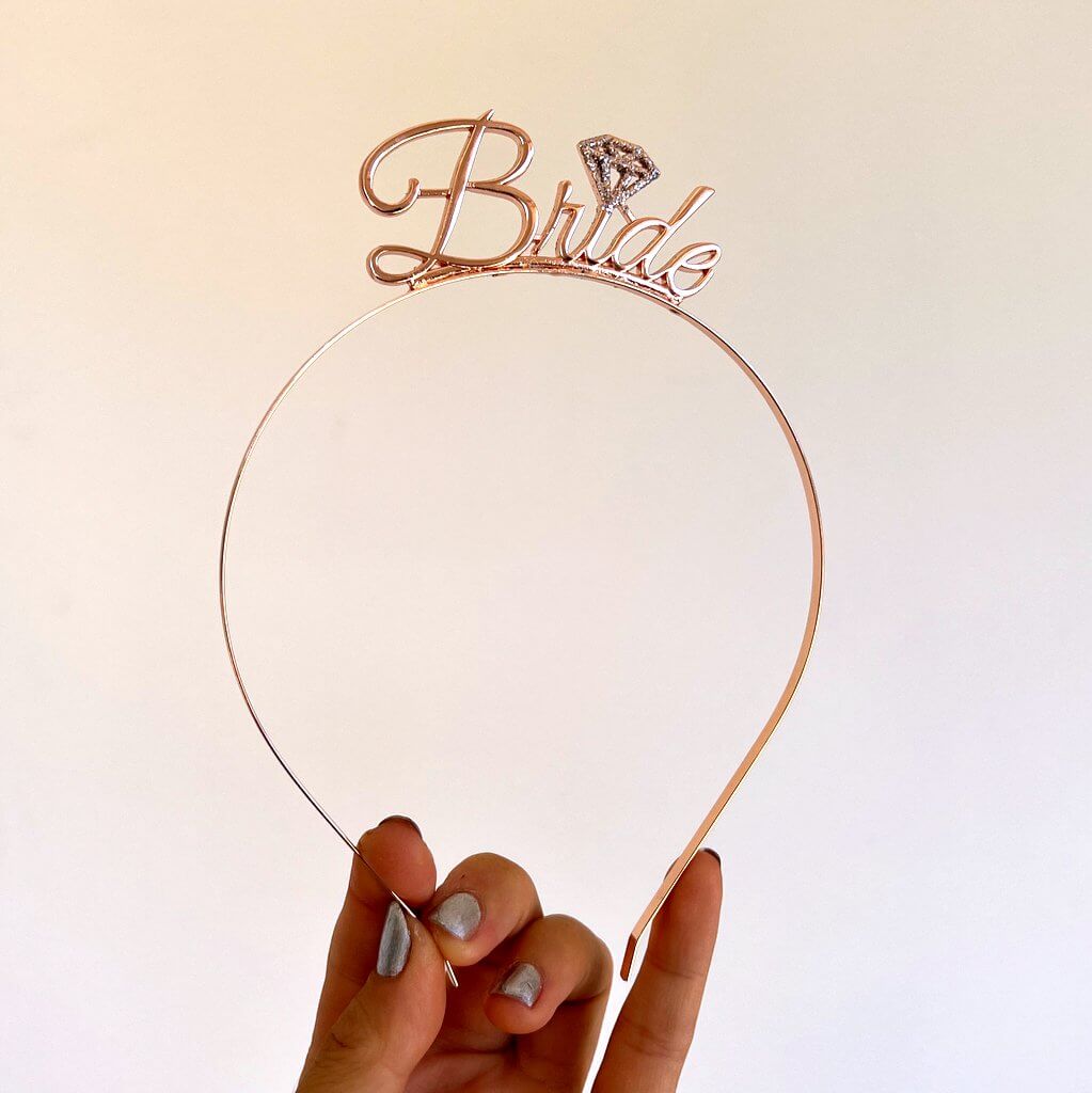 Rose Gold Bachelorette Bride Headband - Style 15