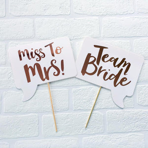 Rose Gold Foil Team Bride Miss to Mrs Bachelorette Party Photo Booth Props - Online Party Supplies