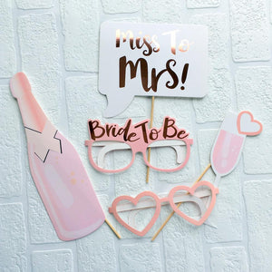 Rose Gold Foil Team Bride Miss to Mrs Bachelorette Party Photo Booth Props - Online Party Supplies