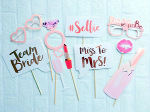 Rose Gold Foil Team Bride Miss to Mrs Bachelorette Party Photo Booth Props - Online Party Supplies