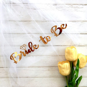 Online Party Supplies Rose Gold Foiled 'Bride To Be' White Double Layer Two Tier Wedding Bridal Shower Hen Party Veil Headpiece