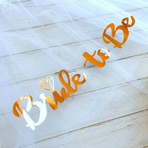 Online Party Supplies Rose Gold Foiled 'Bride To Be' White Double Layer Two Tier Wedding Bridal Shower Hen Party Veil Headpiece Accessories