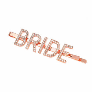 Sparkling Rhinestone BRIDE Hair Clip (Gold, Rose Gold or Silver) - Style 2