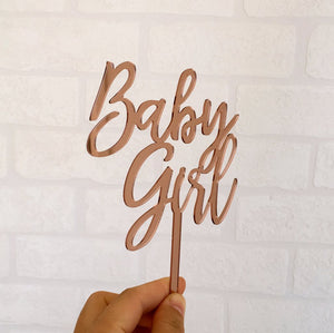 Rose Gold Mirror Acrylic Baby Girl Cake Topper - Online Party Supplies