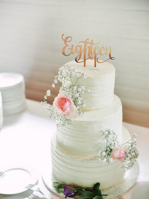 Rose Gold Mirror Acrylic 'Eighteen' Cake Topper - Online Party Supplies