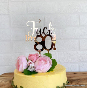 Acrylic Gold Mirror 'Fuck I'm 80!' Birthday Cake Topper - Funny Naughty 80th Eightieth Birthday Party Cake Decorations