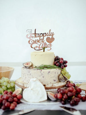 Acrylic Rose Gold Mirror 'Happily Ever After' Wedding Cake Topper