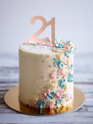 Acrylic Rose Gold Mirror Number 21 twenty one birthday party Cake Topper