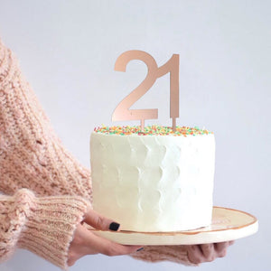 Acrylic Rose Gold Mirror Number 21 twenty one birthday party Cake Topper