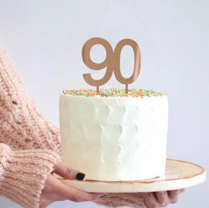 Acrylic Rose Gold Mirror Number 90 Cake Topper
