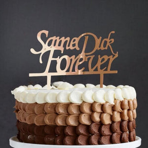 rose gold mirror acrylic Same Dick Forever bridal shower hen party cake topper