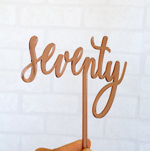 Rose Gold Mirror Acrylic 'Seventy' Cake Topper - Online Party Supplies