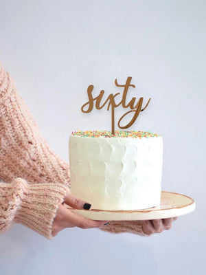 Rose Gold Mirror Acrylic 'Sixty' Cake Topper - Online Party Supplies