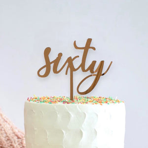 Rose Gold Mirror Acrylic 'Sixty' Cake Topper - Online Party Supplies