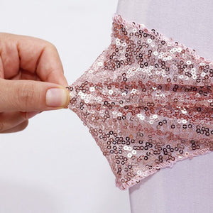 Sparkly Sequin Lycra Chair Sash - Rose Gold