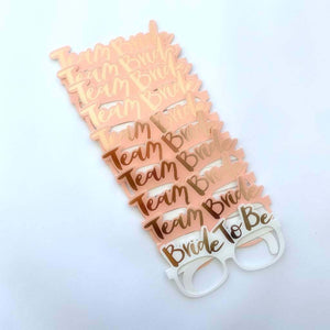 Rose Gold Bride To Be & Team Bride Hen Party Paper Glasses 10 Pack