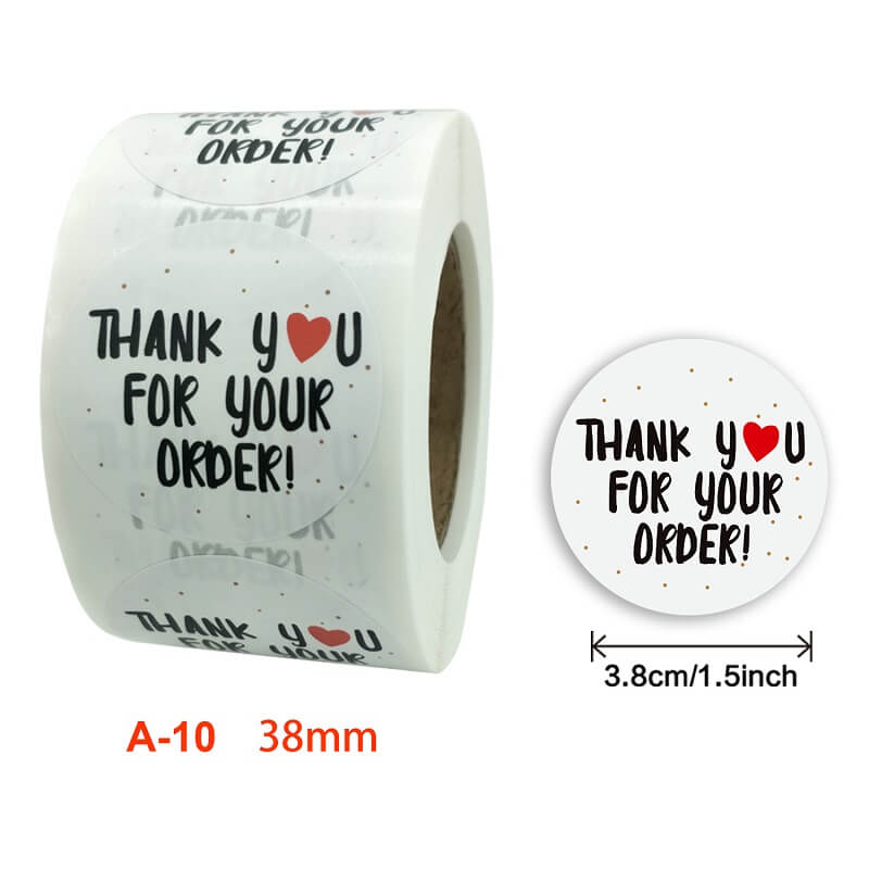 3.8cm Round 'Thank You For Your Order!' Business Sticker 50 Pack - A10