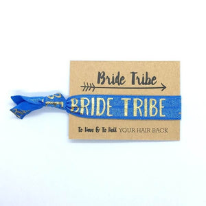 Gold Print Royal Blue Bride Tribe Hair Tie Bridal Wristband for Hen Bachelorette Party Bridesmaids gifts