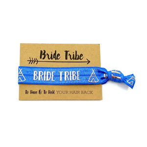 Rose Gold Print Bride Tribe Hair Tie Bridal Wristband for Hen Bachelorette Party Bridesmaids gifts royal blue
