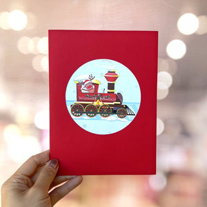 Christmas Santa Train 3D Pop Up Card