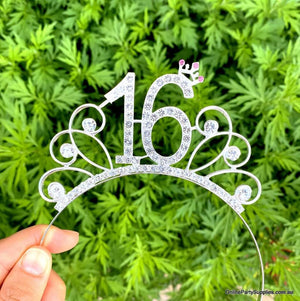 Online Party Supplies Australia Premium Quality Metal Sparking Crystal Rhinestone Happy 16th Birthday Tiara