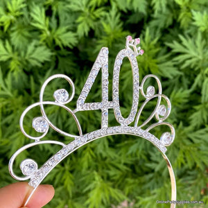 Online Party Supplies Australia Premium Quality Metal Rhinestone 40th Birthday Tiara