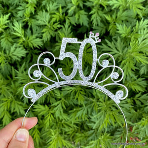 Online Party Supplies Australia Premium Quality Metal Rhinestone 50th Birthday Tiara