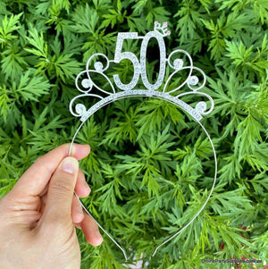 Online Party Supplies Australia Premium Quality Metal Rhinestone 50th Birthday Tiara