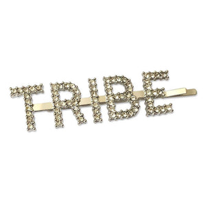 silver Metal Rhinestone TRIBE Barrette Hair Clips