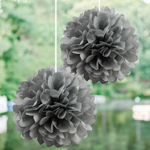 silver grey Tissue Paper Pom Poms Pompoms Balls Flowers Party Hanging Decorations