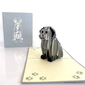Handmade Cute Sitting Grey Puppy Dog 3D Pop Up Card - 3D Animal Cards