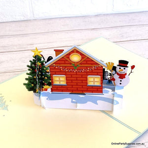 Online Party Supplies Australia Snowman & Penguin Rockin' Around Christmas Tree 3D Pop Up Card