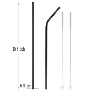 Straight Black Stainless Steel Drinking Straw 210mm x 6mm - Online Party Supplies