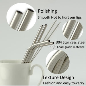 Straight Silver Stainless Steel Drinking Straw 210mm x 6mm - Online Party Supplies