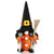 Stuffed Black Orange Halloween Gnome Shelf Sitter - Witch Holding Broom